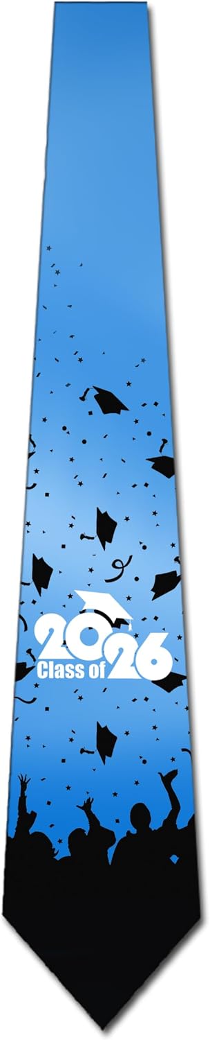 Three Rooker Graduation Ties Mens Celebration Necktie Class of 2026 Tie Blue