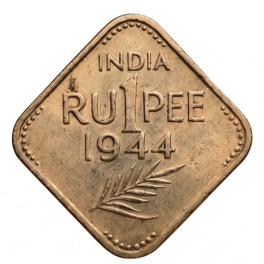 One Rupee 1944 King George VI, India Old Rare to Find-image-12