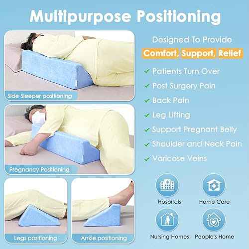 Miniatura 4 de Almohada de cuña para dormir de lado, cuñas de posicionamiento para llagas de cama, almohada médica rodante para ancianos, funda impermeable,