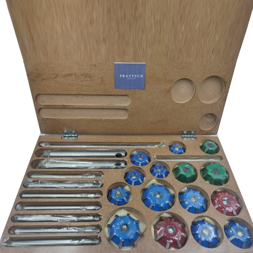 Praztech 15 Pcs Carbide Tipped Big Valve Seat Cutters 3 Angle Job for
