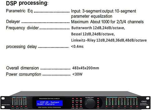 CX4.8 Complete Loudspeaker Management System 4IN 8OUT Digital Processor Professional Driver Rack Pro Audio Processor(CX2.6)