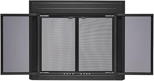 Miniatura 3 de UniFlame - Logan - Puertas de chimenea estilo gabinete con vidrio templado ahumado (color negro, tamaño mediano - se adapta a aperturas de 30 a 37