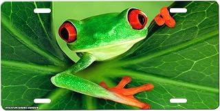 Frog Novelty Car Tag Metal Sign with Custom Background Options