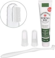 Vista 3 de Kit de cepillado de dientes para mascotas, cepillo de dientes para dedos de perro, cepillo de dientes de 360° y pasta de dientes con sabor a carne