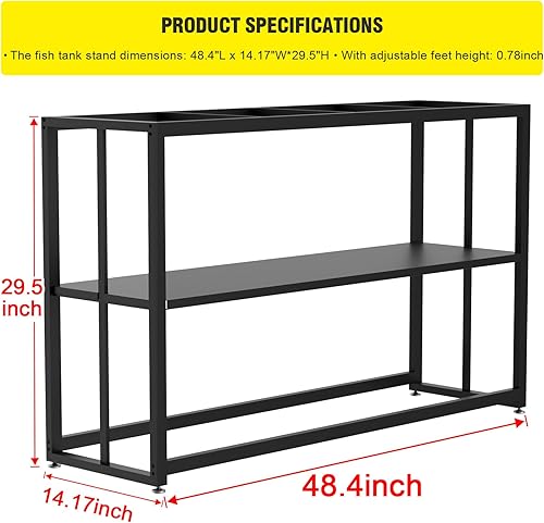 Miniatura 2 de Likeem Soporte de metal para acuario de 55 galones, tanque de tortuga, 48.4 x 14.17 x 29.5 pulgadas