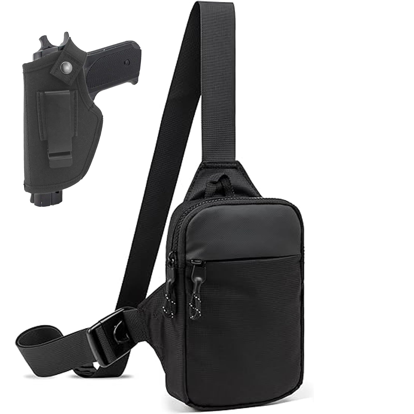 Tactical Bag Shoulder Chest BackPack with Sling，Concealed Carry Shoulder Bag for Range, Travel, Hiking, Outdoor Sports (Black)