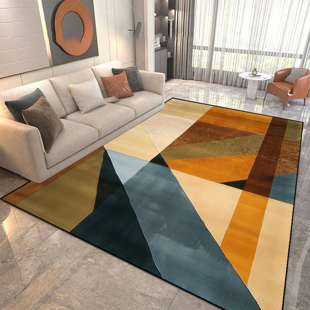 Tapis géométrique moderne grand tapis de sol doux chambre JH018