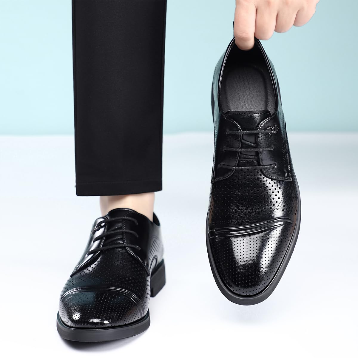 Scarpe Eleganti in Pelle da Uomo Scarpe Oxford Punta Classiche, Stringate e Traforate, per Matrimoni e Smoking Ballo