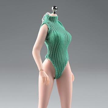 Fremego 1/12 Scale Female Clothes,Female Bodysuit Zipper Jumpsuit Outfit Clothing for 6inch PH TBL JO Seamless Action Figure Body 1/12 Scale, Green