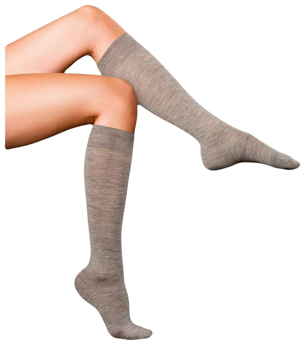 FALKE Damen No. 3 W Kh Wolle Seide Lang Einfarbig Kniestrümpfe (1er Pack)