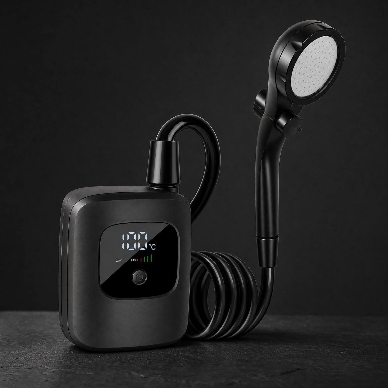 Milageto Ducha Portátil Eléctrica Mano Ajustable Conjunto Ducha Portátil con Pantalla mperatura para Piscina