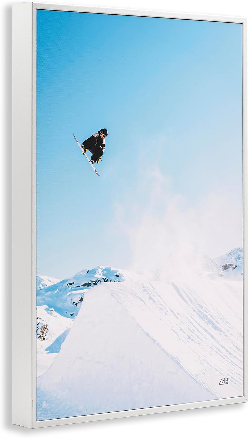 Stupell Industries Snow Day Snowboarder White Framed Giclee Wall Art Design by Max Blakesberg Studios, 20 x 30