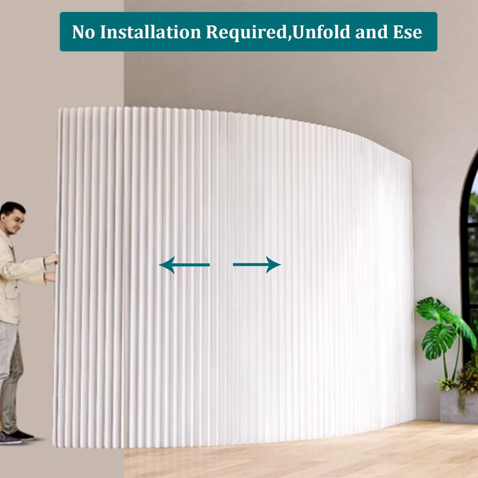 Biombo Papel Plegable Separador de Ambientes Retráctil Independiente para Hogar, Oficina, Tienda Ropa, Pared Divisoria Temporal(L3xW0.28xH1.6M)