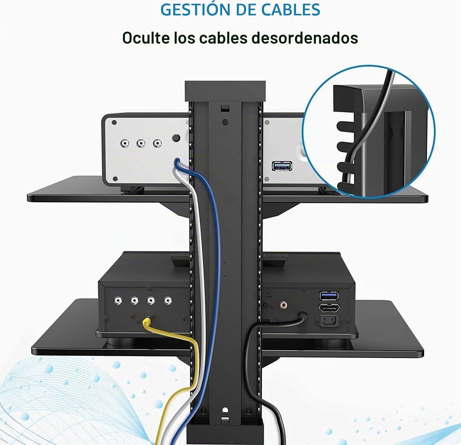 suptek Estantería Flotante de Pared de 2 Niveles: Soporte de Vidrio Templado para Reproductores DVD, Consolas de Juego y Accesorios AV, Carga 8kg/Estante, CS202
