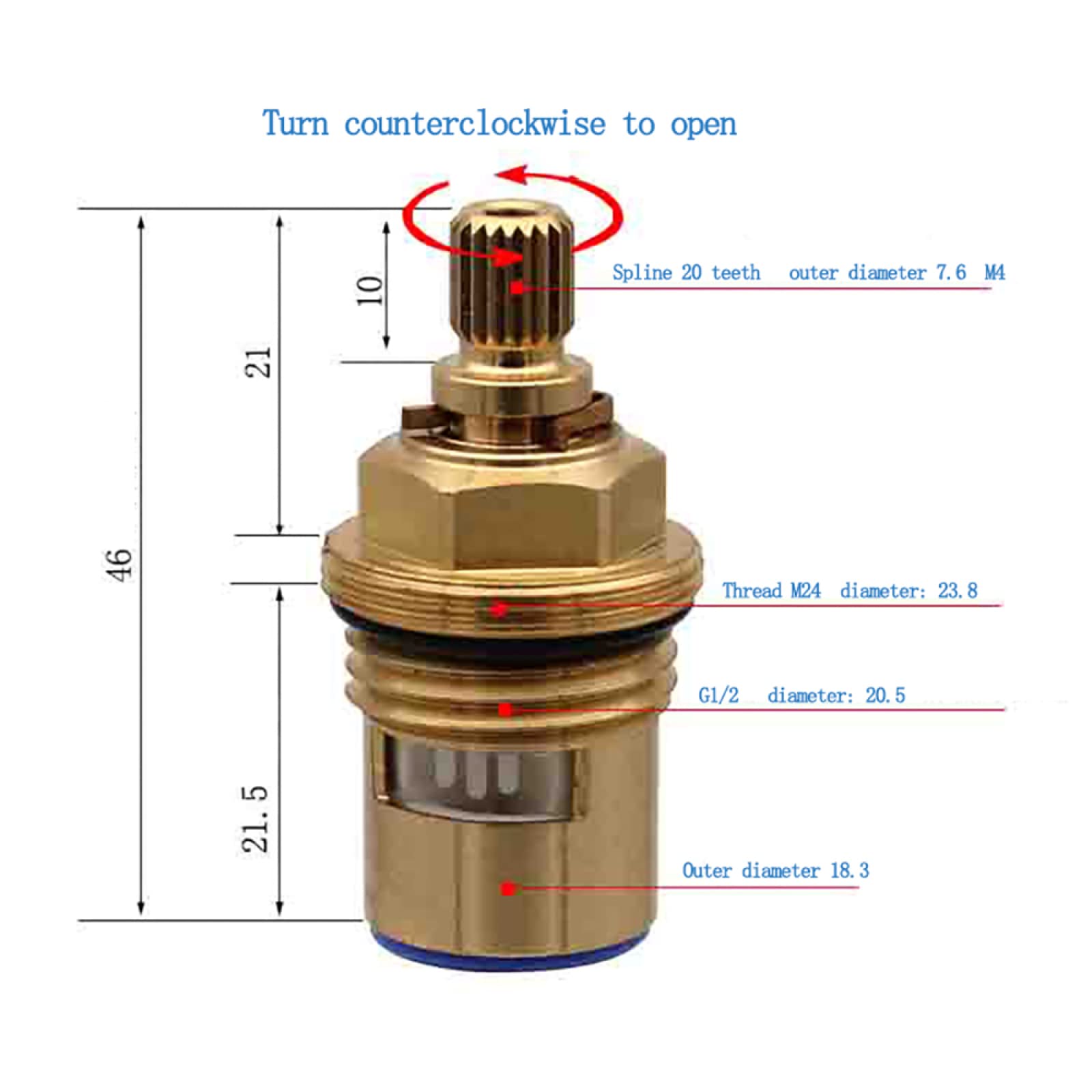Paquete de 2 válvulas grifo disco cerámica latón repuesto cartucho 1/2"