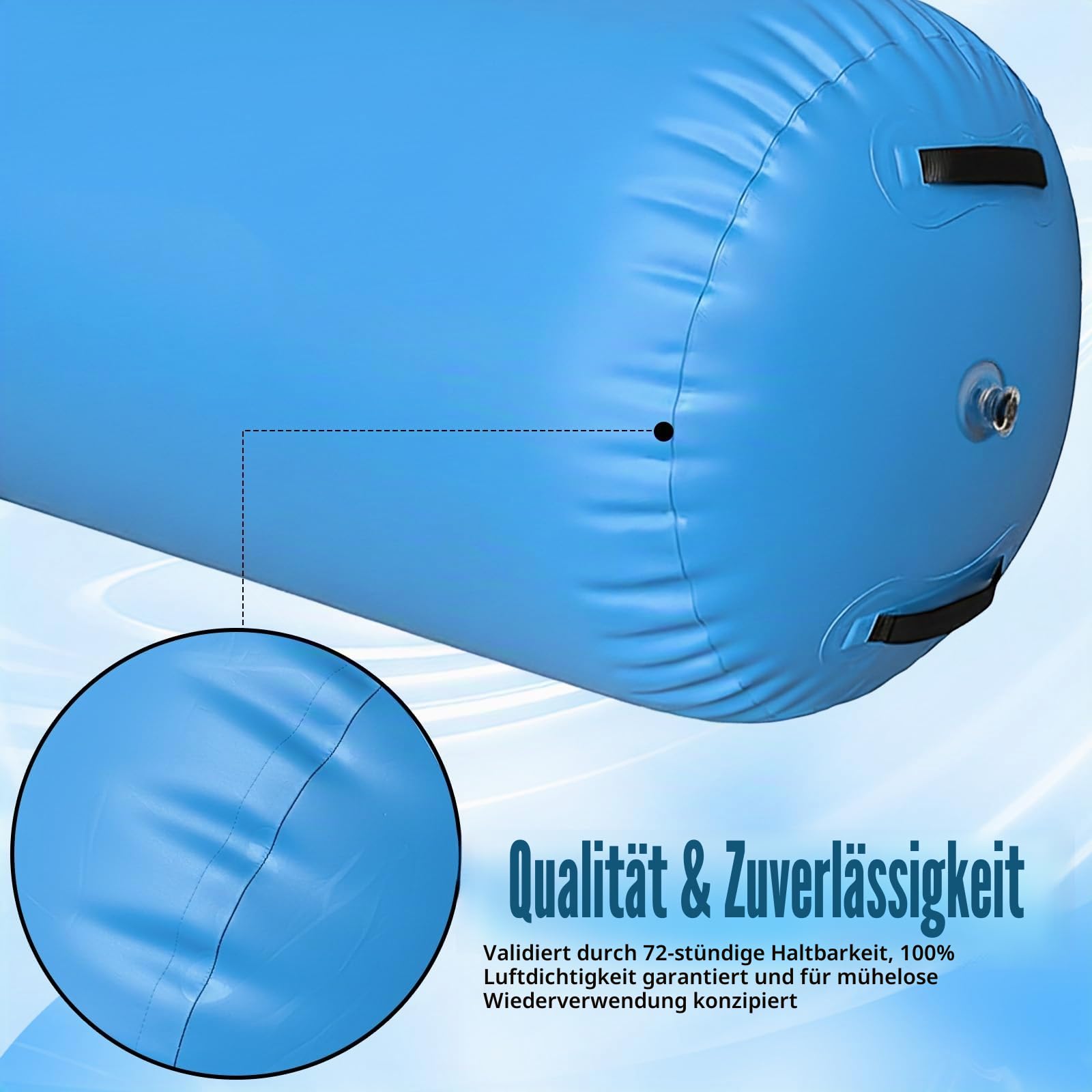 Air Rolle Turnen, Aufblasbare Barrel Gymnastik Rolle mit Pumpe, Gymnastik Yoga Turnmatte für Rückwärtsrolle & Flickflack, Airtrack Matte für Kinder & Erwachsene Indoor/Outdoor Wasserdicht