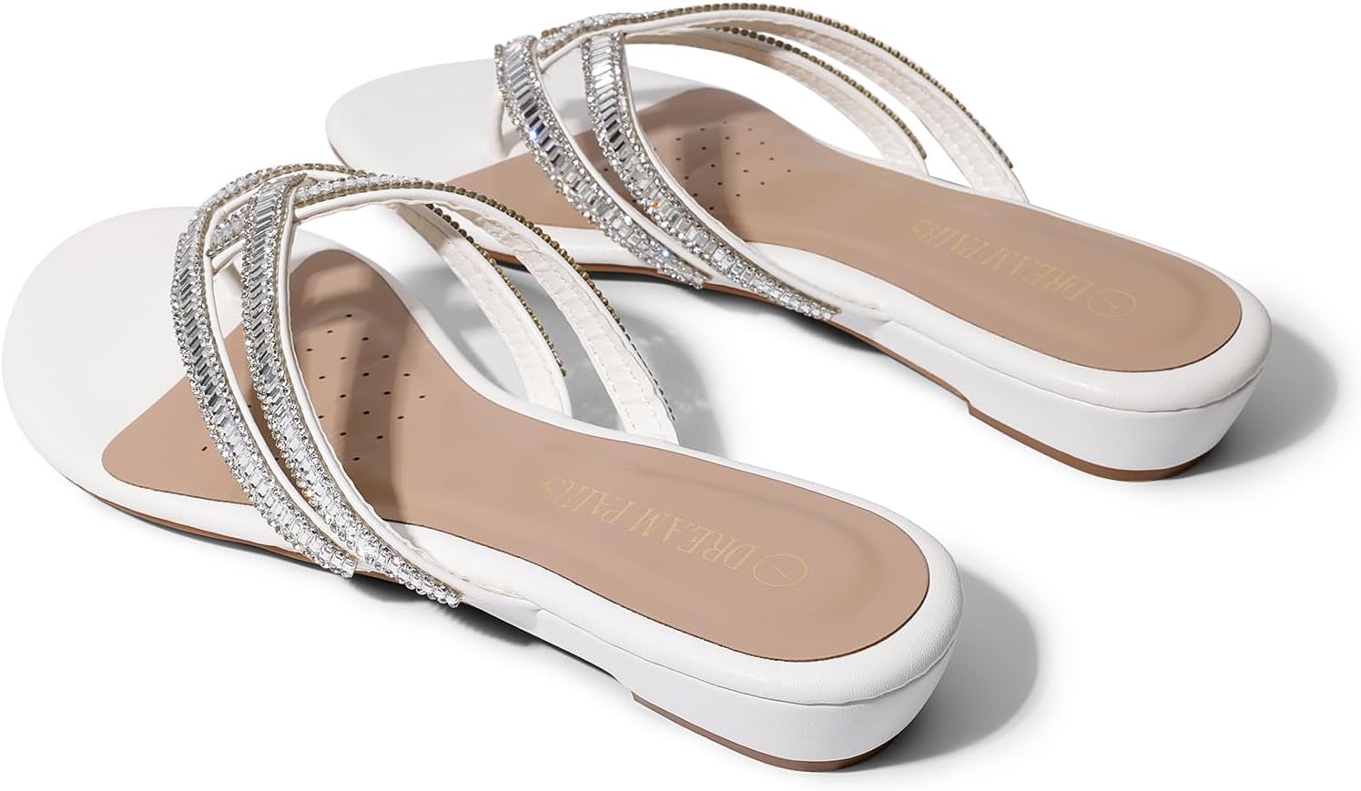 DREAM PAIRS Women's Fashion Rhinestones Design Slides Sandals Dress Daily Flat Sandals for Summer - Image 5