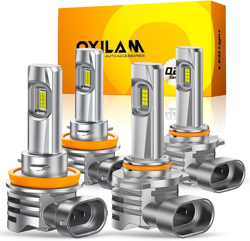 Lâmpadas LED OXILAM Q26 H11 9005 para farol de neblina e luz DRL – Conjunto com 4 unidades
