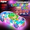 Playbees Light-Up Transparent Car Toy, Toys for Autistic Kids Ages 3-5 Sensory Toy for Kids with Autism Special Needs Toys, Bump and Go Toys for Toddlers Music and LED Effects Great Gift Idea