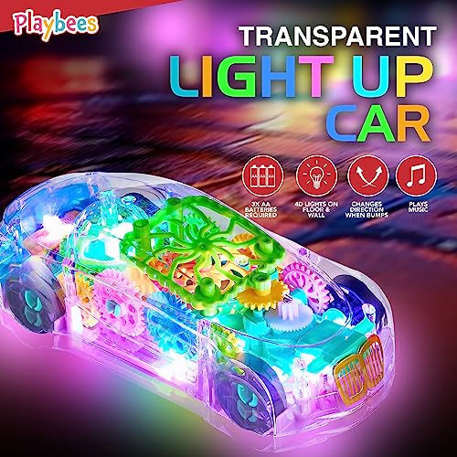 image for Playbees Light-Up Transparent Car Toy, Toys for Autistic Kids Ages 3-5
