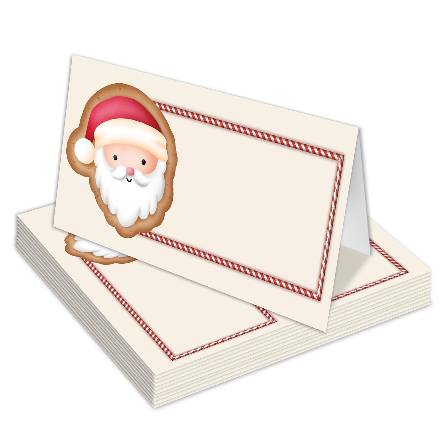 Place Cards Santa Claus, Scored for Easy Folding Set of 25 Tent Style Table Seating Cards, Party Decoration Blank Name Fill in Card for Christmas Dinner, Reception, Banquet, Buffet Food-27