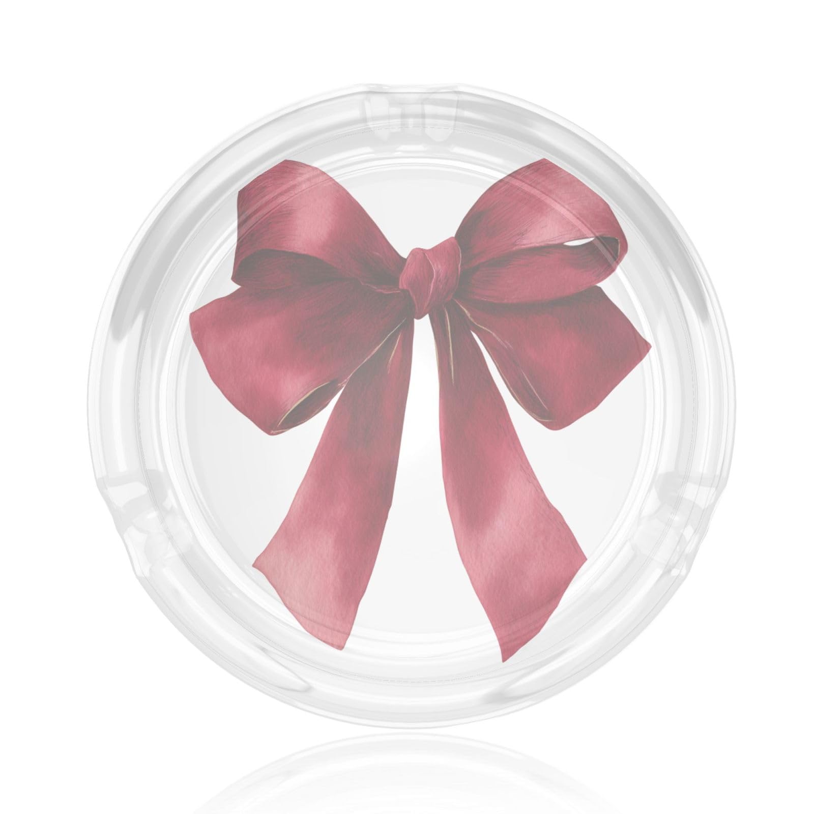 Watercolor Large Deep Red Bow With Long Ribbon Glass Ashtray For Cigarettes Ash Trays Case For Home Office Decor