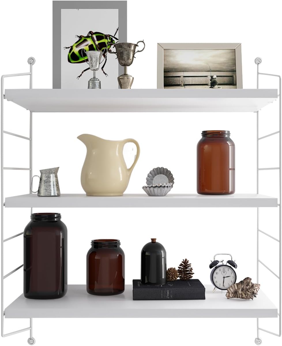 WeshineGadgets Modern Design 3-Tier Wall Mount Display Floating Wall Shelves Storage Rack Wall Rack Holder Rack,24"x8"White