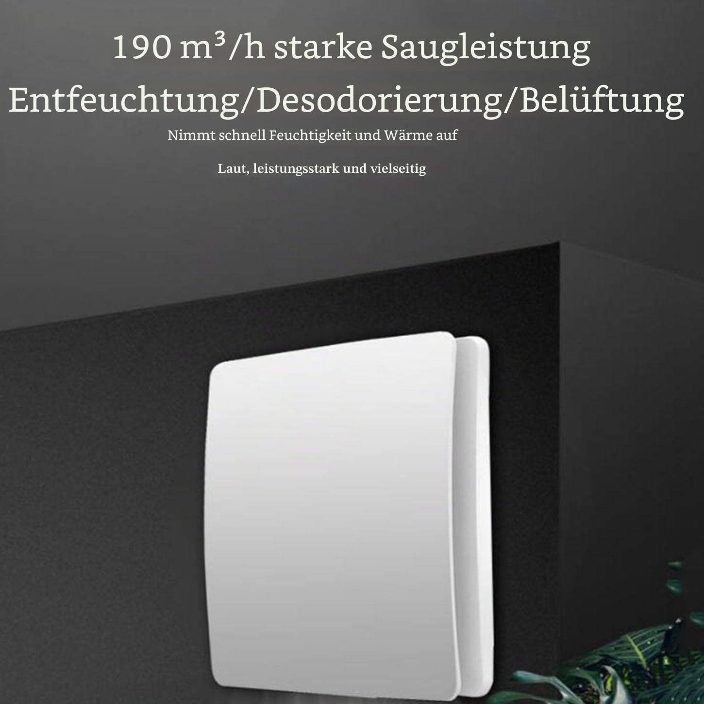 Bad-Abluftventilator, 212 x 208 mm, Bohrung 150 mm, Tiefe 105 mm, 25 W 230 V 50 Hz, 155 m³/h 35 dB