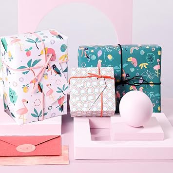 8 Sheets Gift Wrapping Paper, Pastel Wrapping Paper Girls Birthday Gift Wrap Floral Tissue for Wrapping Gifts Birthday Party Wedding Mother's Day Valentine Day Easter Baby Shower (70x50cm)