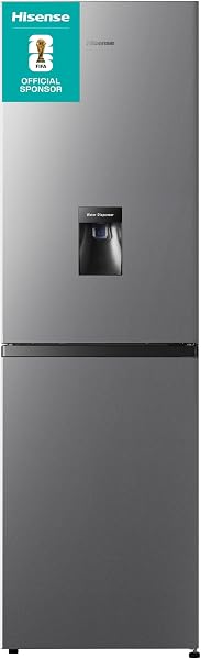 Hisense RB327N4WCE 55cm Freestanding 50/50 Fridge Freezer - 256 litre capacity - Total No Frost - Non-plumbed Water Dispenser - Silver - E Rated, H182.4 x W55 x D55.6 (cm) - 1