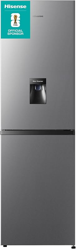 Hisense RB327N4WCE 55cm Freestanding 50/50 Fridge Freezer - 256 litre capacity - Total No Frost - Non-plumbed Water Dispenser - Silver - E Rated, H182.4 x W55 x D55.6 (cm)