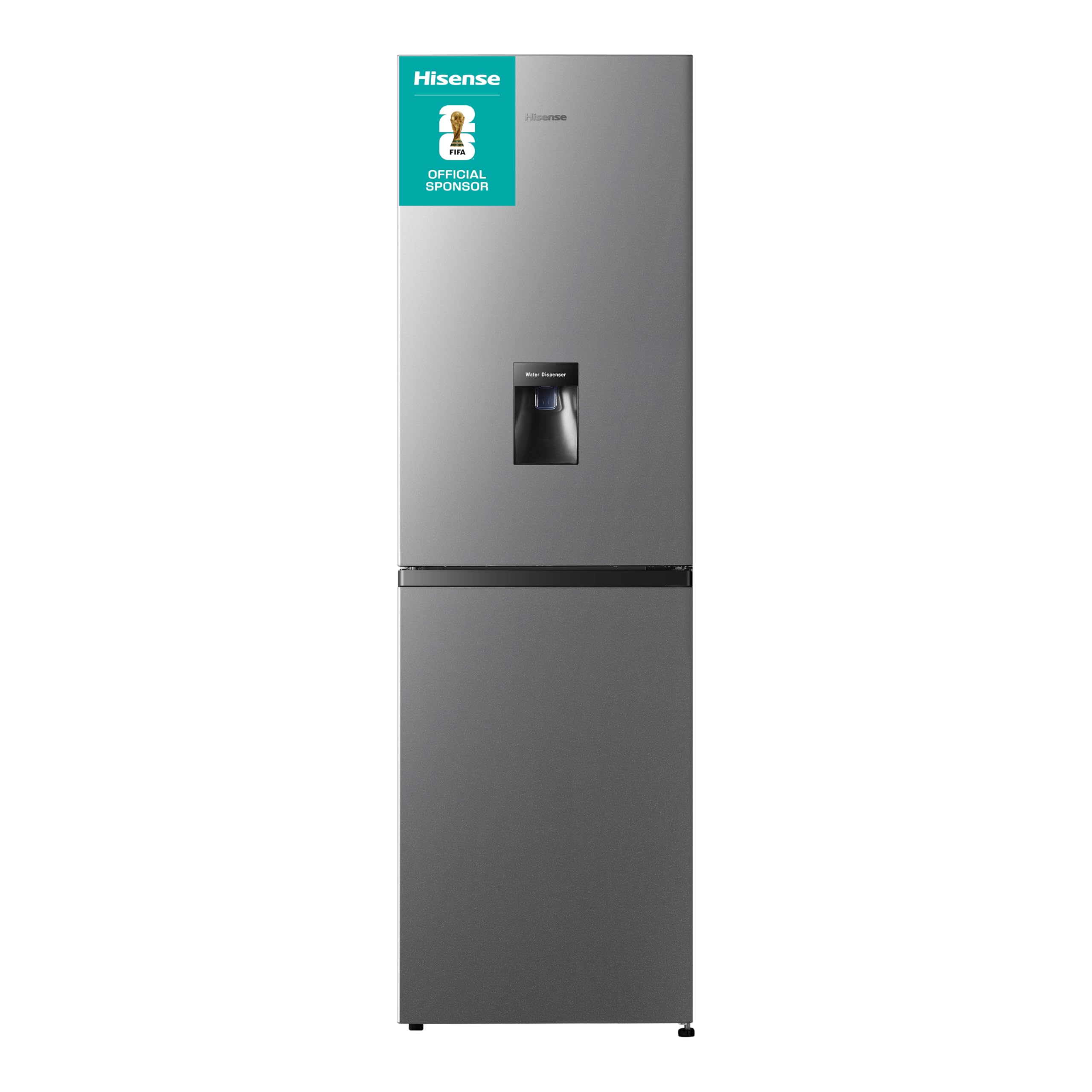 Hisense RB327N4WCE 55cm Freestanding 50/50 Fridge Freezer - 251 litre capacity - Total No Frost - Non-plumbed Water Dispenser - Silver - E Rated, H182.4 x W55 x D55.6 (cm)