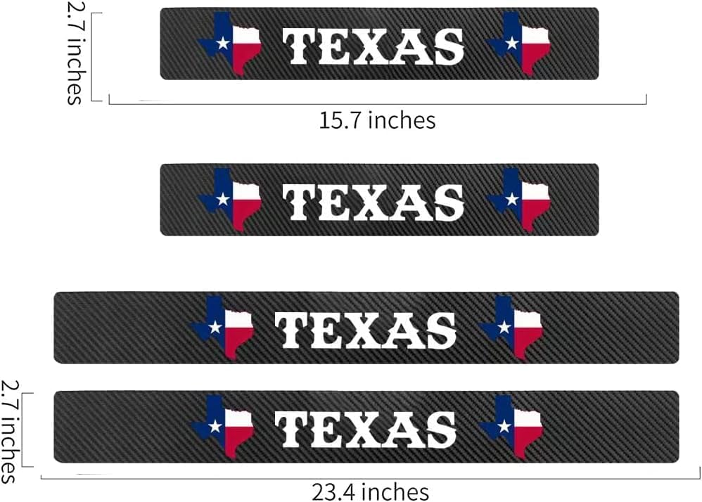 Miniatura 2 de Juego de 4 protectores de umbral de puerta de automóvil de fibra de carbono de Texas - Película adhesiva protectora decorativa para puertas