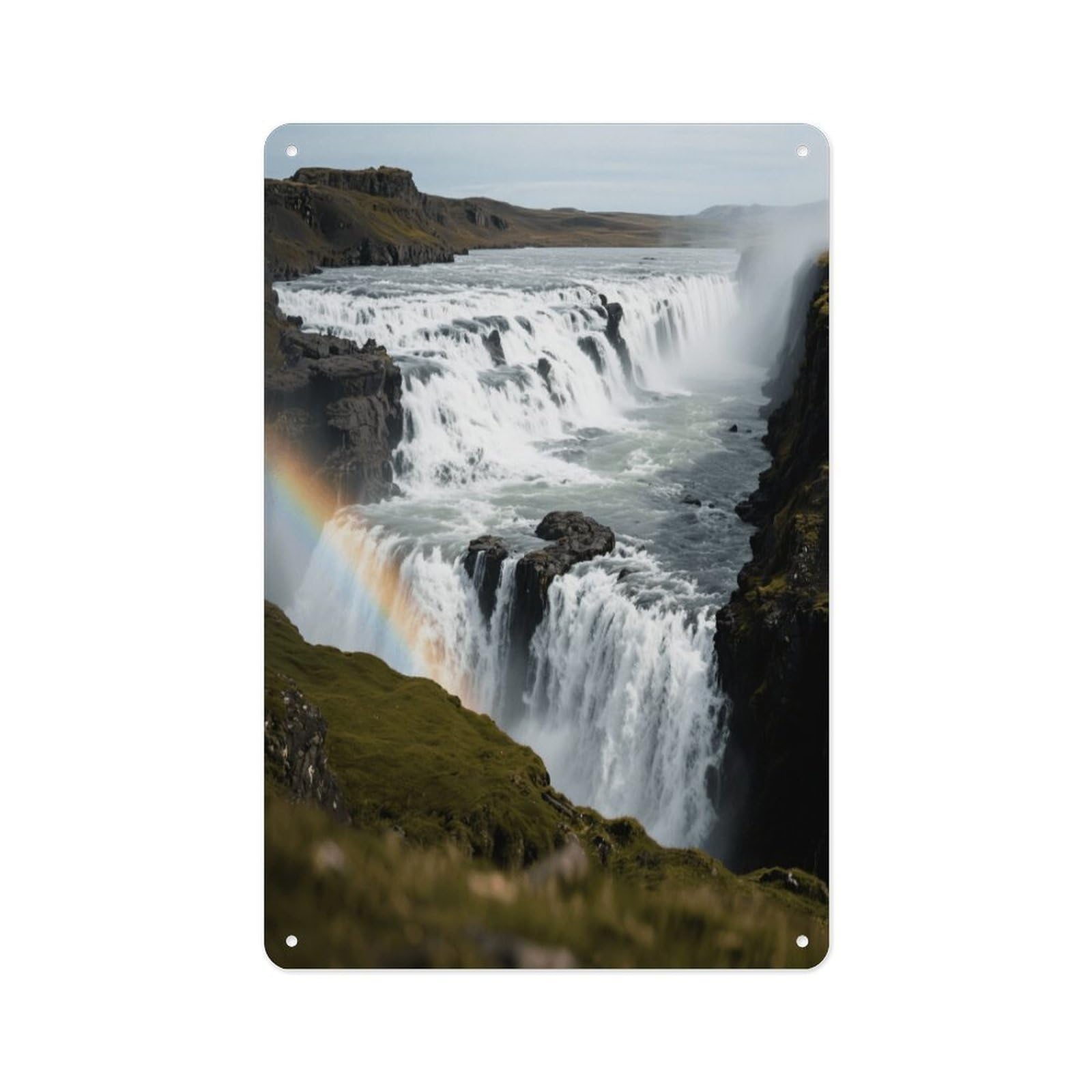 Fekiloot Style Golden Waterfall Rainbow Wall Decor Metal Signs Tin Signs Poster