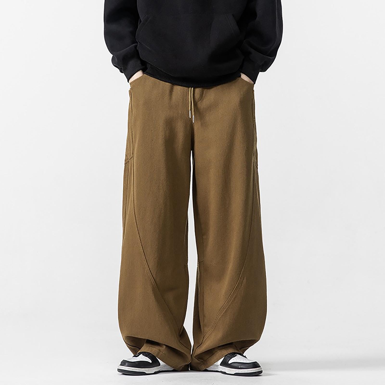 2026 Cordhose für Herren, breit, mit elastischem Bund, Thermohose mit Taschen, lange Hose, Slim Fit, breite Beinhose, Retro-Streetwear, Skater, Motorrad, Radfahren