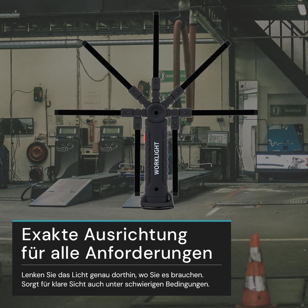 LUXULA LED-Arbeitsleuchte mit Akku 10 Stück, 5 Lichtmodi, 14 cm, USB-Aufladbar, 360° drehbare Taschenlampe mit Magnet Und Haken, Inspektionsleuchte, Werkstattlampe, Camping Zubehör, Notfall Ausrüstung