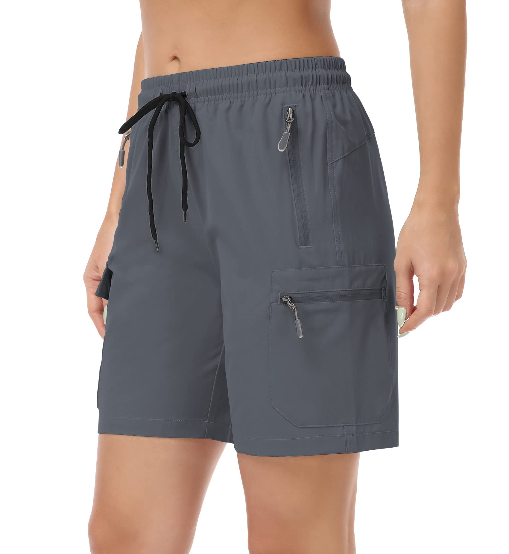 GymBrave Short Randonnée Femme avec Poche Zippée Short Cargo Femme Été Léger et Séchage Rapide pour Voyages