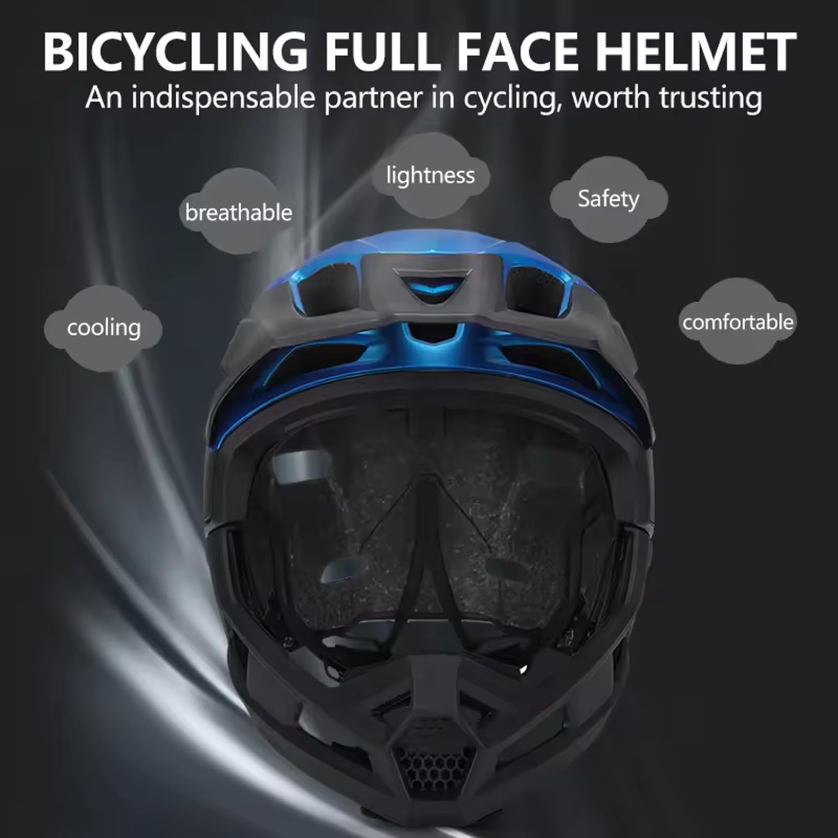 Casque de vélo intégral et Demi-Jet pour Adultes (Hommes et Femmes), résistant au Vent, avec mentonnière Amovible, léger Ajustable, idéal pour Les Sports de Plein air comme Le VTT Le vélo d
