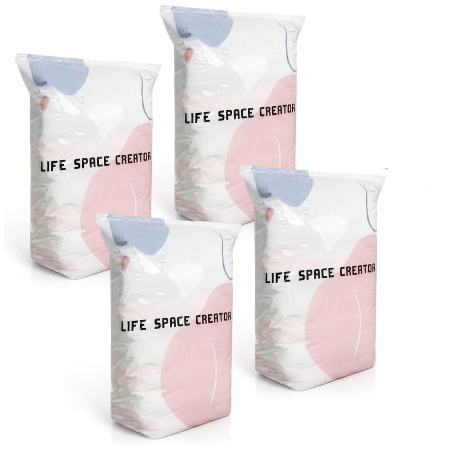 No Pump Vacuum Storage Bags Cube Compression Space Saver Press Seal For Clothes Bedding Comforters Blankets(4,Medium)