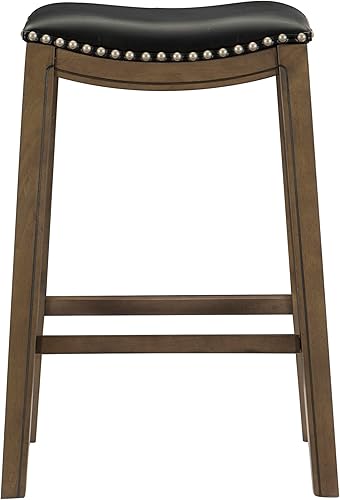 Miniatura 4 de Homelegance Ordway Taburetes de bar de madera maciza - Taburetes de altura de barra estilo silla de montar para comedor de transición, asientos de