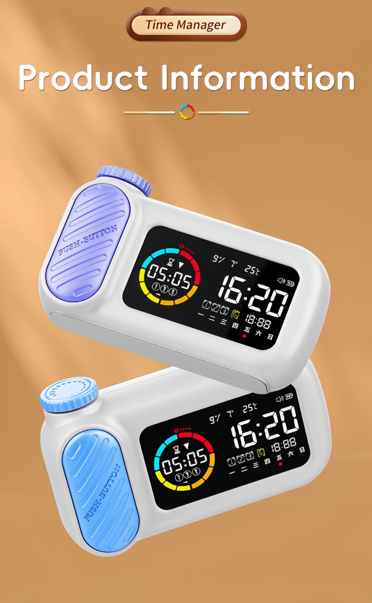 Reloj Despertador con Temporizador Visual de diseño Creativo, gestor de Tiempo Inteligente con Cuenta Regresiva, autodisciplina, Regalo Ideal para Amigos. (Morado)