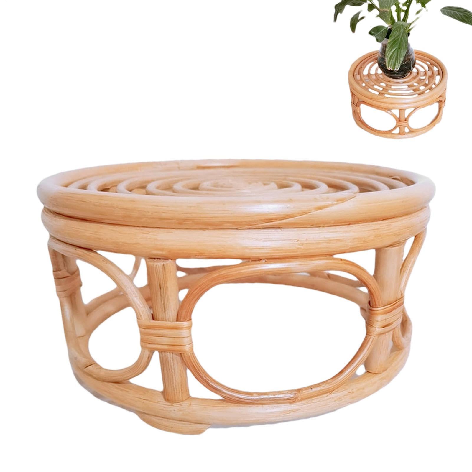Support rond pour pot de fleurs en rotin tissé tuteur plante et porte-pot de salle à manger