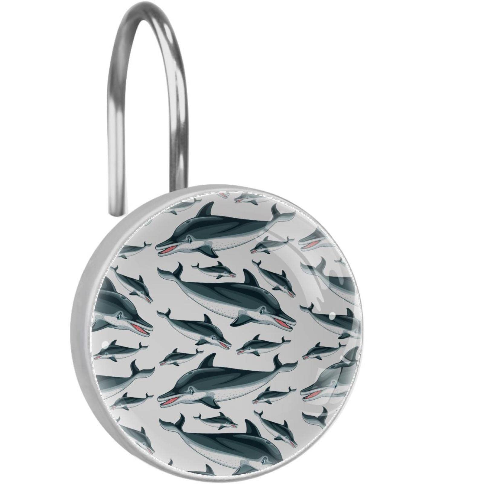 Crochets rideau de douche acier inoxydable anti rouille dauphins