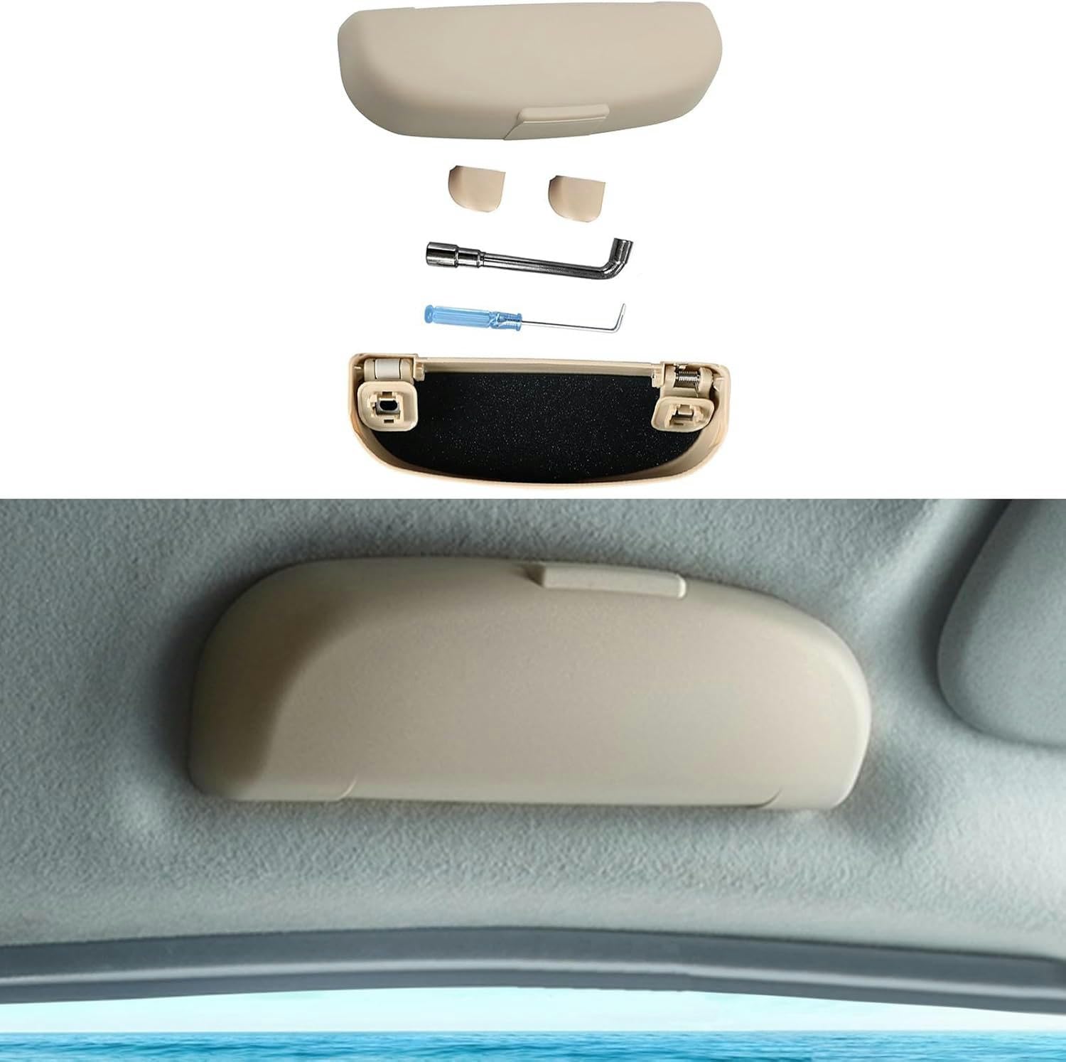 ONNAT Car Eyeglasses Storage Box Glasses Case for Nissan Murano 2015-2021 Sunglasses Clip Holder