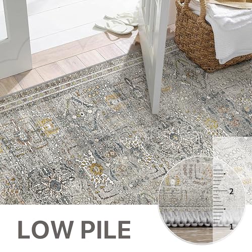 GENIMO 2x10 Non Slip Hallway Runner Rug, Machine Washable, Thin & Low Pile Lightweight for Kitchen, Laundry, Entryway, Bedroom & Living Room