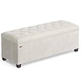 SONGMICS Velvet Storage Ottoman Bench, Foot Rest with Legs, 15.7 x 43 x 15.7 Inches, End of Bed Bench, Storage Chest, Load up to 660 lb, for Living Room, Bedroom, Entryway, Cream White ULSF089W01