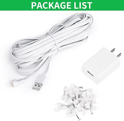Miniatura 7 de Adaptador de corriente para Google Nest Cam (batería), con cable de carga resistente a la intemperie de 16.4 pies16.4ft alimenta continuamente tu
