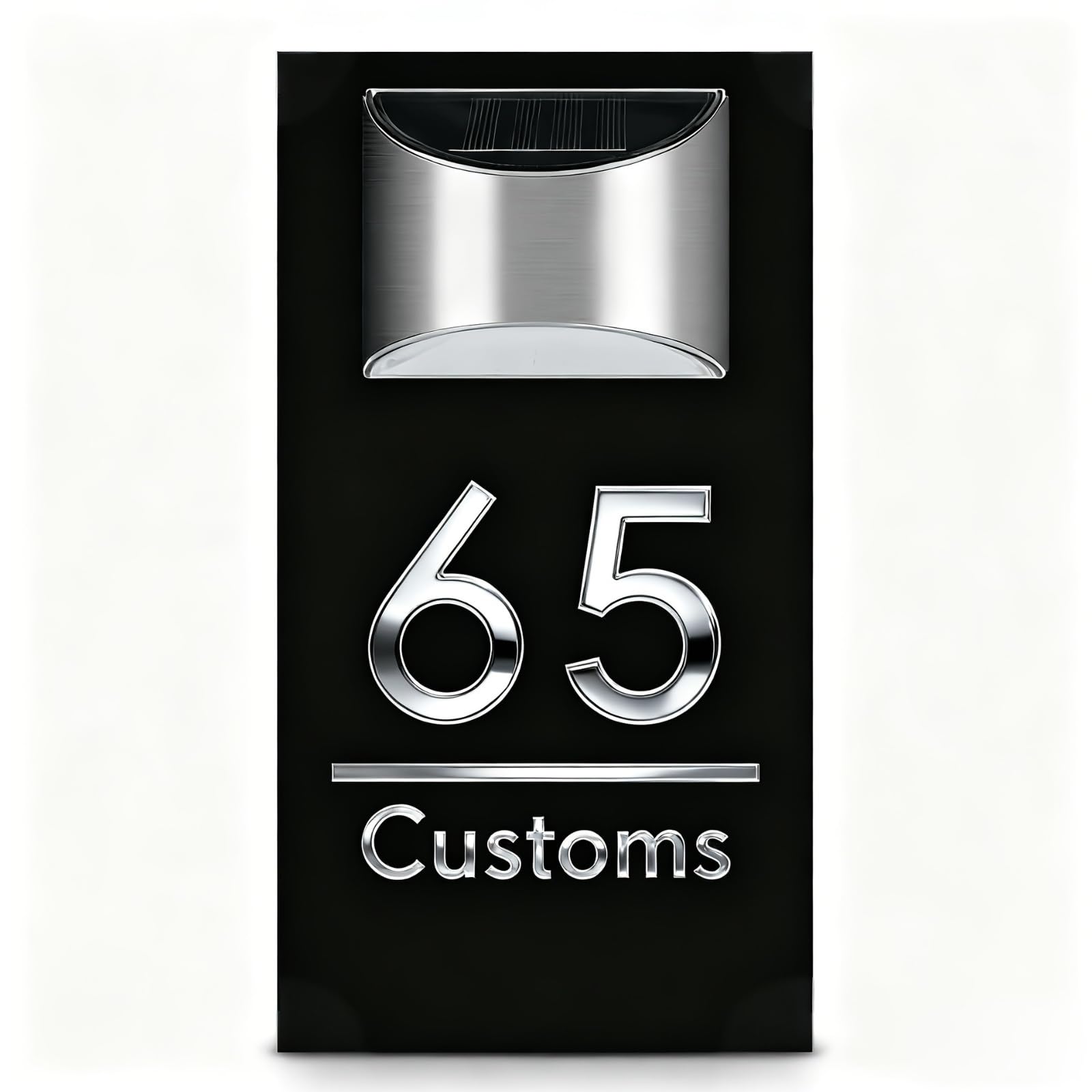 Solar-Hausnummern, Solar-LED-Adressschild, Acryl-Hausnummernschild, beleuchtete Außentür für Haus,Garten(Black Silver,15 * 29)