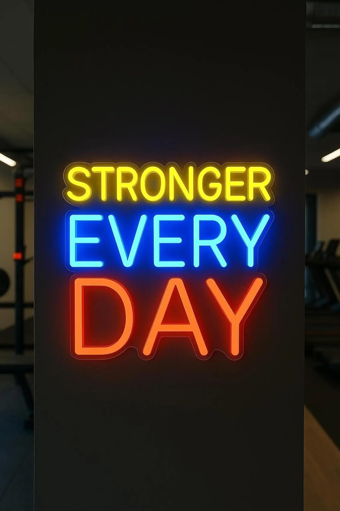 SHOUXI Sign Lamp Neon Sign Gym Room Stronger Every Day Physical Exercises Motivational Slogans Idea Decor 45cm
