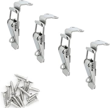 4PCS 58mm 90 Degree Right Angle Latch Stainless Steel Tool Box Hood Locks Latches Spring Loaded Trigger Lock Clasp Buckle Latch Tool Box Hasps